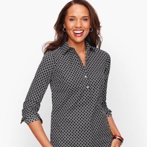 Talbots Perfect Shirt - Popover Tunic - Floral Geo Pattern